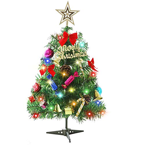 クリスマスツリー 卓上 ミニ ツリー LEDライト付き かわいい クリスマス 飾り 電飾付き クリスマスグッズ インテリア 用品 組立式 クリスマスプレゼント