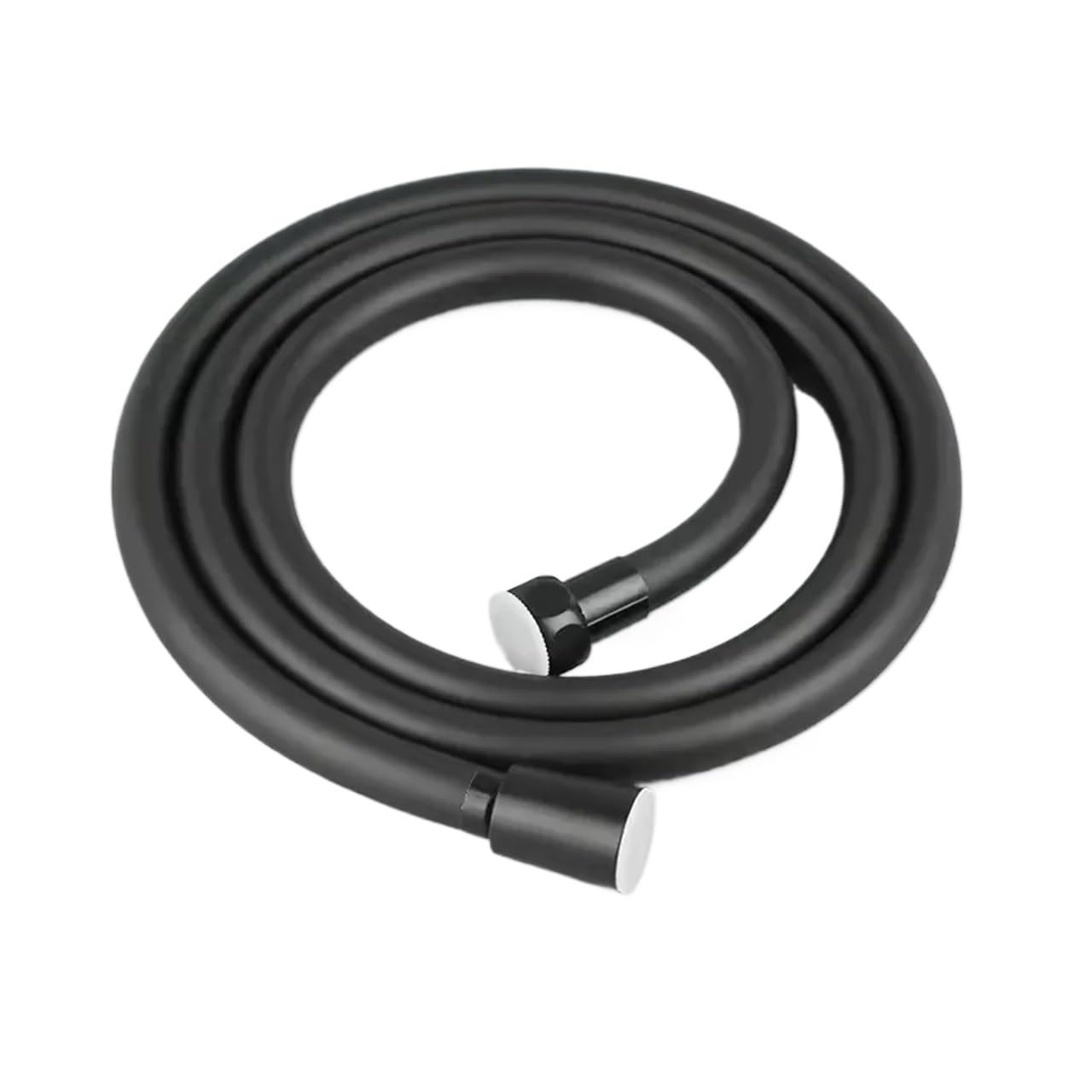 1.5/2/3meters PVC Handheld Shower Head Hose Flexible Anti Winding Explosion-Proof Water Tube Bathroom Faucet Extension Pipe(Black,150cm)