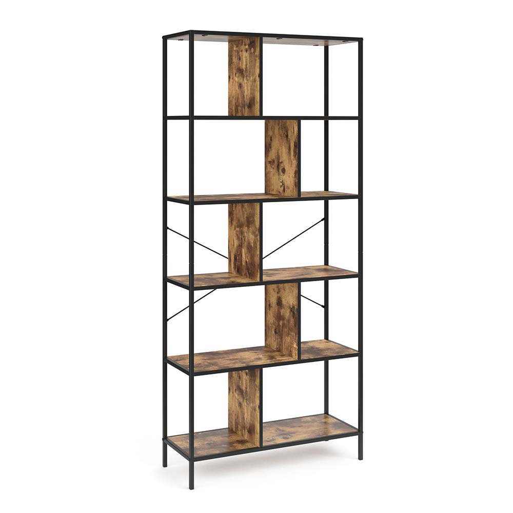 Vicco Séparateur de pièce Fyrk, Bois Antique, 80x180cm, utilisable comme séparateur de pièce avec Structure en métal et étagères Ouvertes