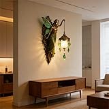 Enchanted Fairy Night Light - Vintage Style Wall Sconce with Frosted Crystal, Battery Operated Magical Wall Lamp for Bedroom, Bathroom, Nursery, Living Room, Fantasy-Themed Decorative Lighting (8in)