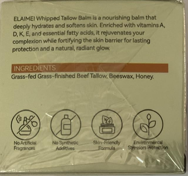 YKJHCSL Beef Tallow for Skin, Beef Tallow Honey Balm, Organic Moisturizer for Face & Body Skin Care, Deeply Nourishes the Skins with Raw Wild Honey, Fast Absorption for Dry & Aging Skin 4 Pack