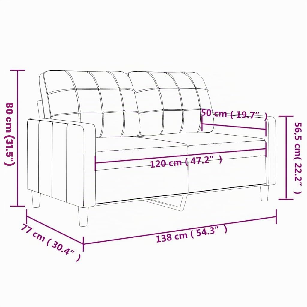 Sofá de 2 plazas de Cuero sintético Rojo Vino 120 cm
