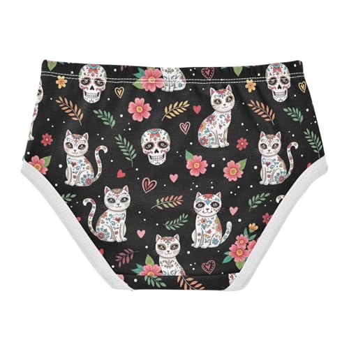 Joisal Toddler Girls Underwear 2t Cotton Panties for Girl Fun Print Kids Undies Briefs Colorful Sugar Skull Cats2