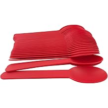 MMvolesy Red Disposable Eco-Friendly Plastic Spoons, 50 Count - Modern, Color 11, 5.94"L x 1.38"W, Dishwasher Safe