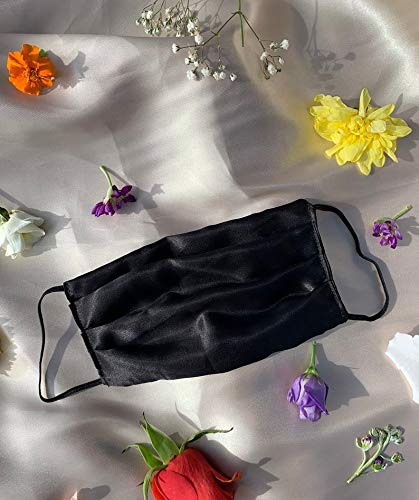 Dehman 100 - Percent Silky Satin Silk Face Mask Breathable Hypoallergenic Face Mouth Protection, Pocket Washable Reusable (BLACK) (B08F2WB3KY) Amazon Price History, Amazon Price Tracker