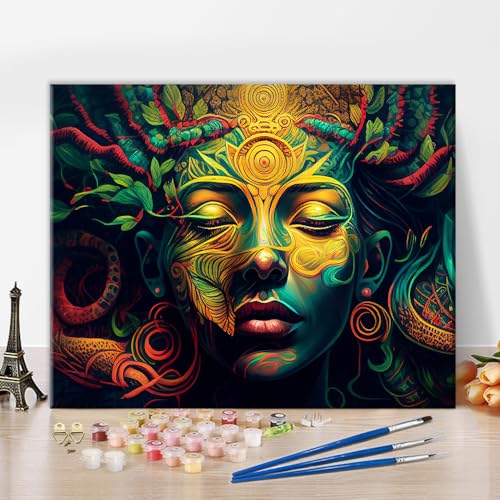 TUMOVO Mystical Shaman Paint by Numbers Kit for Adults Kids, Shamanic Meditation Oil Painting With Brushes and Pigment for Wall Decor, 16x20 Inch