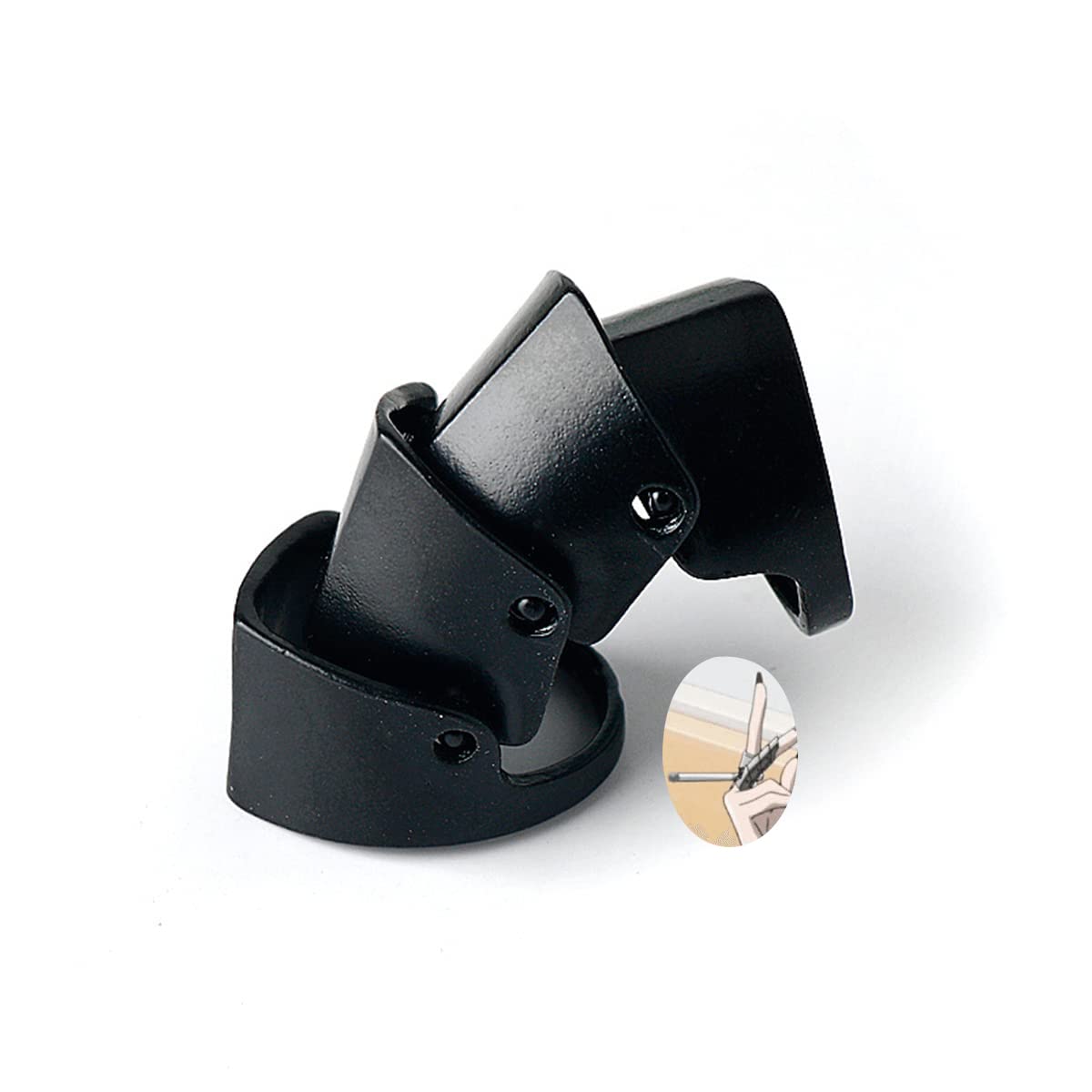 Uarein Hollow Knuckle Joint Finger Activity Ring.Silver Double Loop Rings Gothic Hinged Rings Punk Jewelry Halloween Gifts for Women: Black