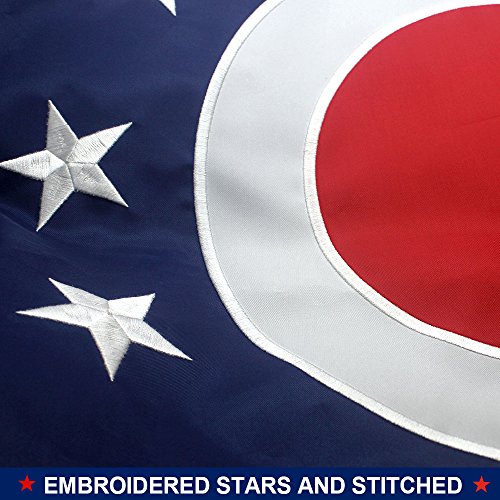 Vsvo Ohio Flag 3X5 Ft -300D Nylon Premium Outdoor Embroidered Oh Flag - Long Lasting Nylon, Sewn Stripes And Brass Grommets, 3 By 5 Oh Flag #TOP5