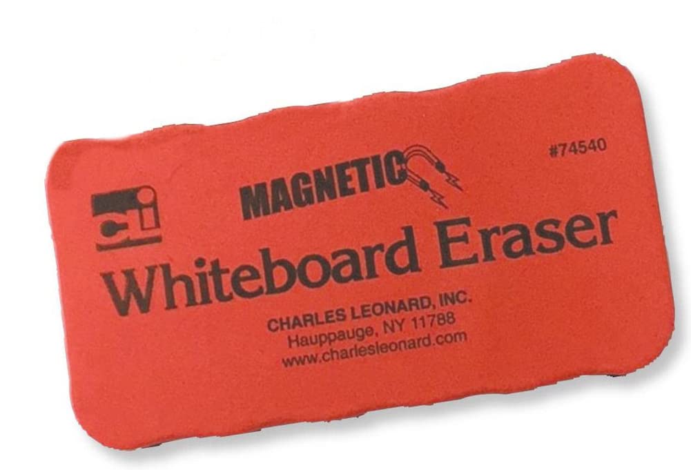 Charles Leonard Dry Erase Whiteboard-Radiergummi, magnetisch, Filz, rot/schwarz, 12 Stück (74540)