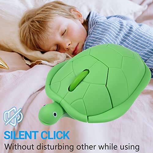Image of Super Space Wireless Mouse,Cute Animal Green Turtle Shape Portable Quiet Optical USB Mice, 1600 DPI 3 Buttons Silent Cordless Mouse for PC Laptop Computer Notebook MacBook Desktop