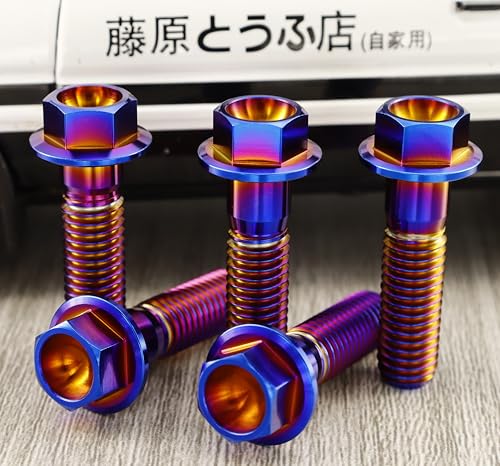 Image of Rison Titanium Flanged Hex Head Bolt M8x1.25x32mm 6AL4V Aerospace Grade Ti Bolt Burnt Blue Pack of 5