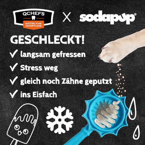 QCHEFS Lick Stick Blau & Zahnputzflocken Hund als Schleckmatte to Go & Leckerli fürs Training gegen Stress - Clicker Hundetraining