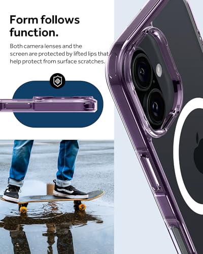 Image of Spigen Caseology Quartz Crystal Mag Back Cover Case for iPhone 16, MagSafe Compatible, Clear Transparent - PC+TPU | Crystal Purple