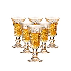 Round 1.3-Oz Cordial Glasses, Lead-Free Sherry Glasses, Clear Heavy Base Shot Glasses (Set of 6)