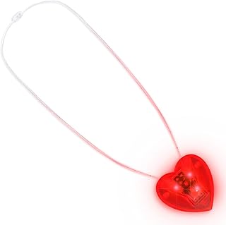 Red Flashing LED Light Up Heart Necklace (Set of 12)