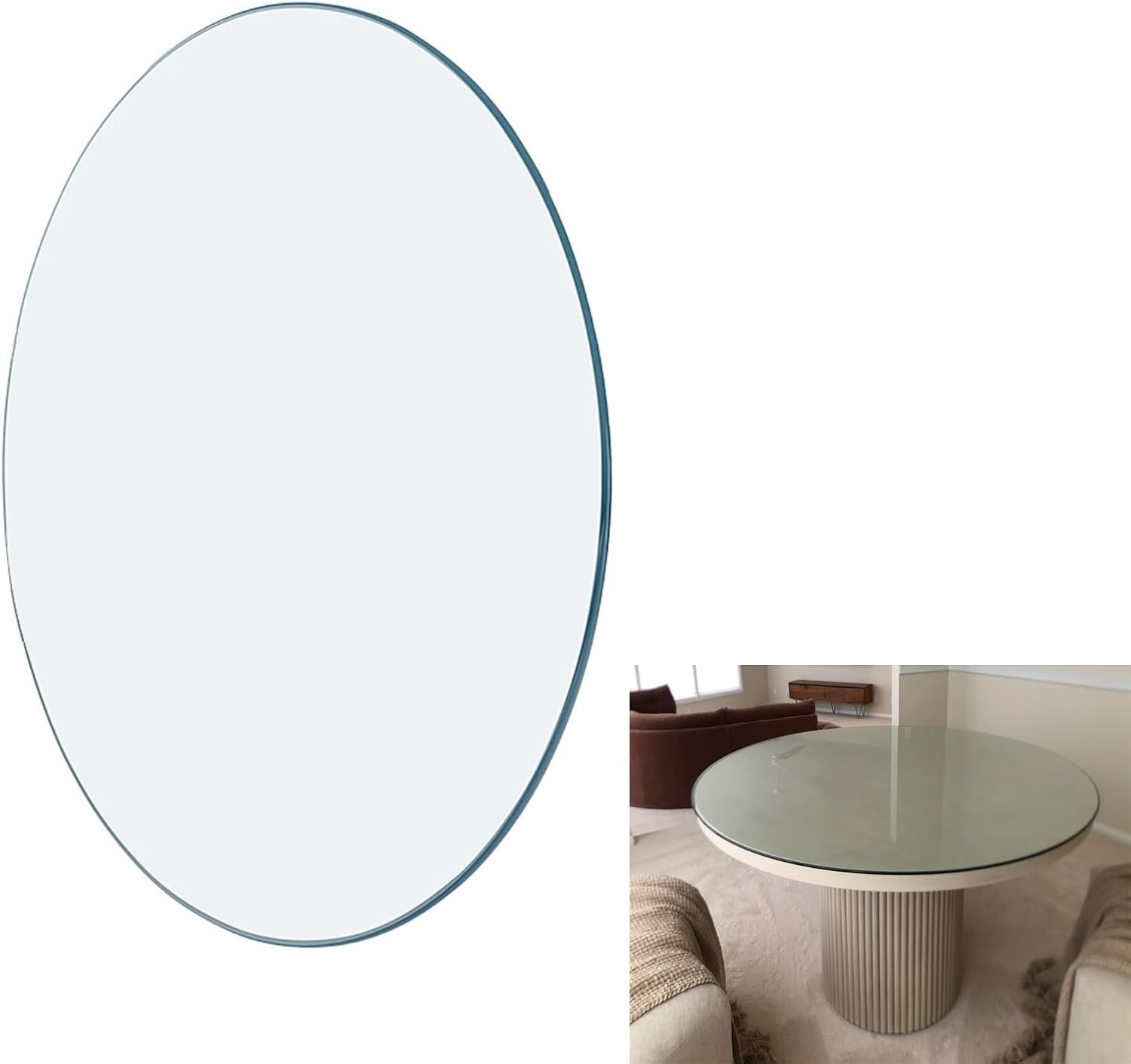 Round Glass Table Top 8mm Thick Tempered, Glass Top for Round Table in Various Sizes, Transparent Glass Material, Dining Table/Patio Tables Top, ProtectThe Original Desktop(Size:40CM(16INCH))