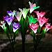 Outdoor Solar Garden Lights [3 Pack] - WdtPro Upgraded Waterproof Solar Powered Lights with 12 Lily Flower, 7 Colors Changing Solar Decorative Lights for Garden, Patio (Purple, White & Pink)