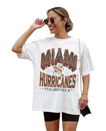 Gameday Couture NCAA Women’s Oversized Graphic T-Shirt – Relaxed Fit Short Sleeve, Casual Game Day Top (US, Alpha, Small, Regular, Regular, Miami Hurricanes)