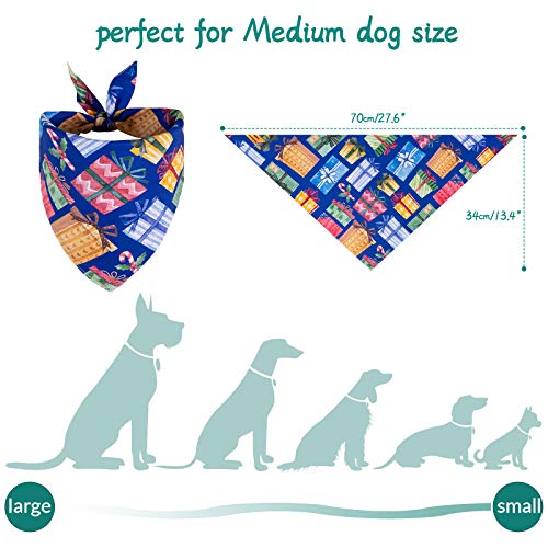 Whaline Christmas Dog Bandanas 6 Pack Reversible Triangle Bibs Double Print Pattern Design Xmas Tree Gift Reindeer Stocking Pet Scarf Soft Pet Neckerchief for New Year Winter Dogs Cats Pets Decor - Image 3
