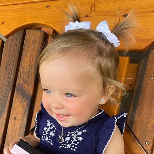 Sterling Silver Simulated Birthstone Pave Ball Screw-Back Earrings for Little Girls and Kids3