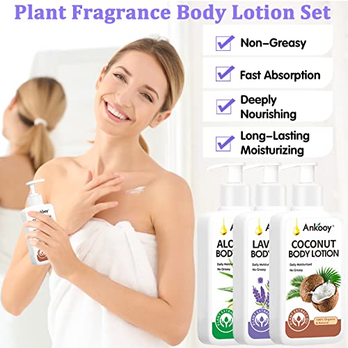 3 Pack Body Lotion For Women Dry Skin,Bulk Lotion For Men Scented Natural Body Moisturizer Aloe,Coconut,Lavender With Vitamin E, Moisturizing Body Cream With Shea Butter, Skin Lotion Body Skin Care Products Mother Day Father Day Valentine's Day Gifts For Women Men #TOP3