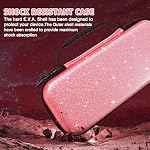 DLseego Storage Carrying Case for Nintendo Switch Lite Accessories Set, 10 Game Card Slots Cute Protective, Slim & Portable, Sparkle, Glitter - Pink