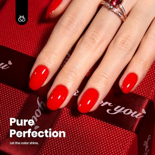 Image of Beetles Red Gel Nail Polish, 1 Pcs 8ml Hema-Free Gel Red Color Crimson Harmony Soak Off U V LED Polish Nail Art Design Manicure Salon DIY Salon