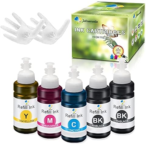 Jettruemedia104 Ink Compatible for Epson 104 Ink 102 Ink Bottle Multipack for Ecotank ET-2700 ET-2710 ET-2720 ET-2750 ET-3700 ET-3750 ET-4700 ET-4750 ET-15000 Cover