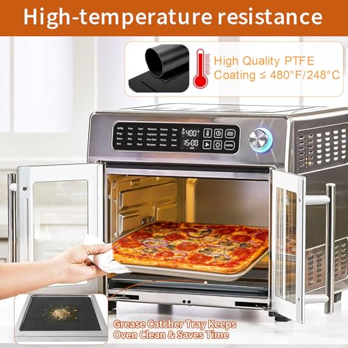 Image of Air Fryer Accessories for Emeril Lagasse 26 QT Extra Large air Fryer, 13''x12.5'' Stainless Steel AirFryer Accessories Crumb Tray Replacement Parts Rack,Dishwasher Safe