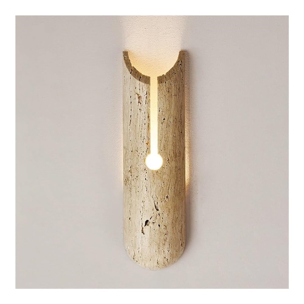 FEITENGDA Industrial Travertine Wall Sconce Stone Wall Lamp Marble Wall Mount Light, Japanese Hardwired Sconces G4 Wall Lighting Fixtures for Living Room Bedroom Hallway
