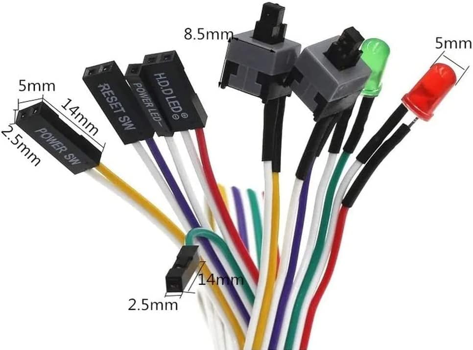 PC Front Panel Connectors with Dimensions