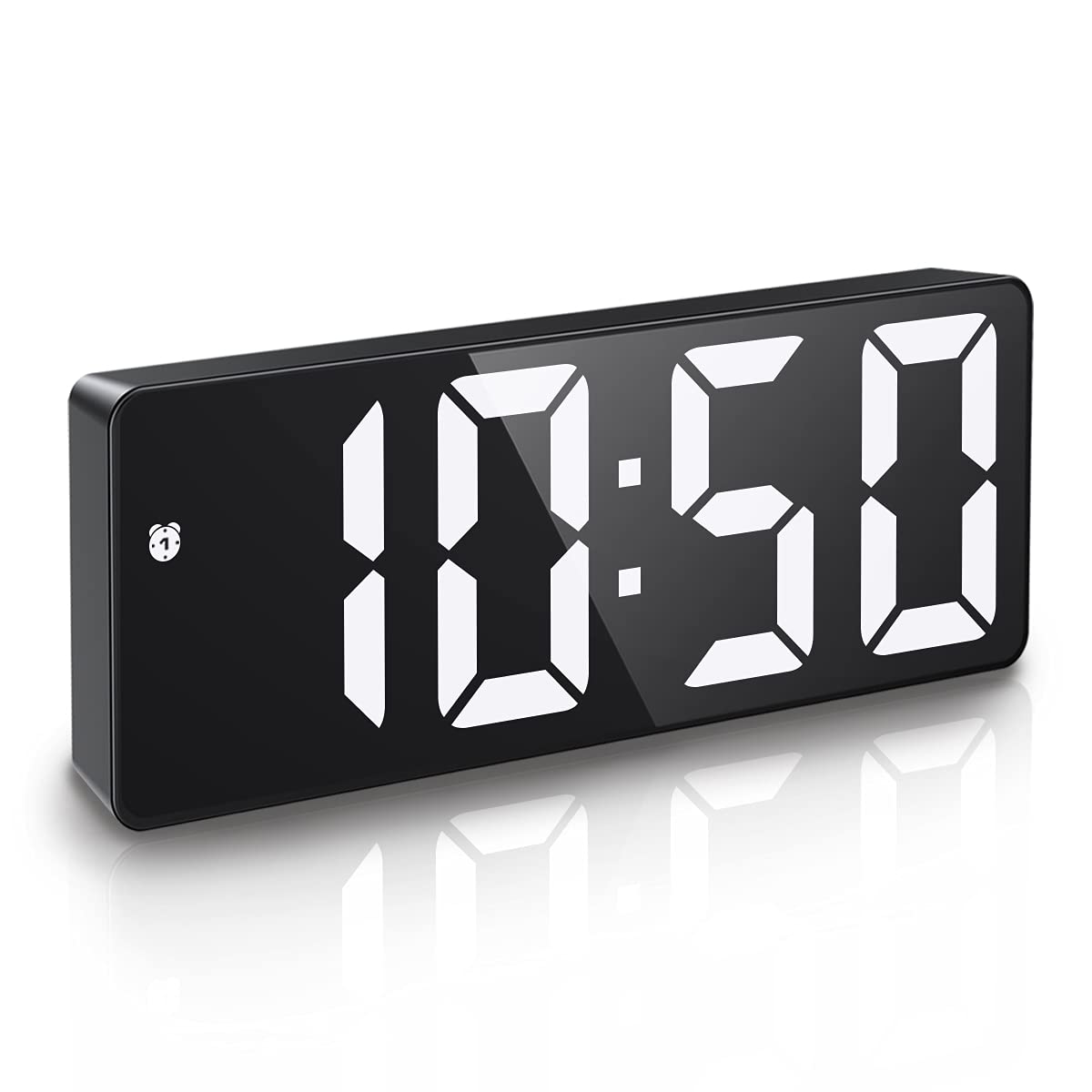 ORIA Digital Alarm Clock, [Upgraded] LED Bedside Clock with Voice and Touch Activated, Date, Temperature, Snooze, 3 Levels Adjustable Brightness, Battery/USB Powered, Desk Clocks for Home, Office