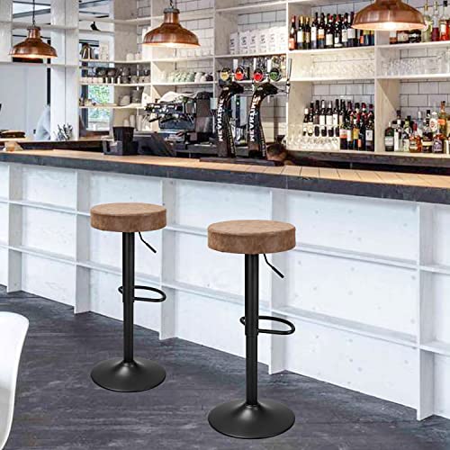 Finnhomy-Bar-Stools-Set-of-2-Counter-Height-Swivel-Barstools-with-Footrest-and-Backless-Round-Height-Adjustable-Modern-Bar-stools-for-Kitchen-Vintage-Leather-Retro-Brown Finnhomy Bar Stools Set of 2 Counter Height Swivel Barstools with Footrest and Backless Round Height Adjustable Modern Bar stools for Kitchen Vintage Leather Retro Brown