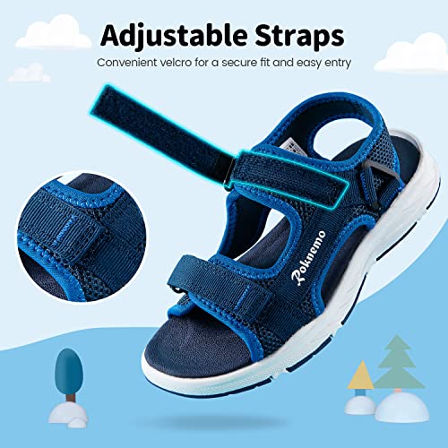 Roknemo Kids Sandals Boys Girls Athletic Sports Summer Sandals Unisex Open Toe Water Shoes For Beach Hiking Outdoors (Little Kids/Big Kids) - Dark Blue Size 13 #TOP1