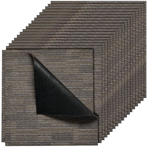 VEVOR Carpet Tiles Reusable 24x24 inch, 24 PCS Modular Carpet Square Rug, Commercial Floor Soft Padded for Seamless Cover 96sq.ft², Easy DIY for Living Room Bedroom Office Indoor,Gray & Brown