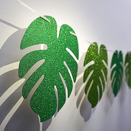 Saktopdeco 2 Pack Glitter Palm Leaf Garland Tropical Summer Banner Beach Jungle Luau Hawaiian Party Decorations Supplies #TOP5