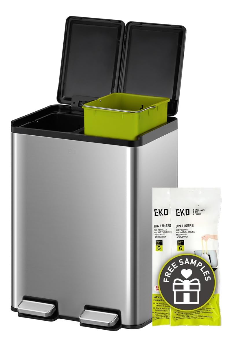 EKO Essential Cubo de Basura Reciclaje Cocina 20 L + 20 L con Pedal