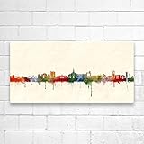 Hergestellt in Köln Kunstbruder Oberhausen Skyline - Farbe (div. Grössen) - Kunst Druck auf Leinwand 80x160cm