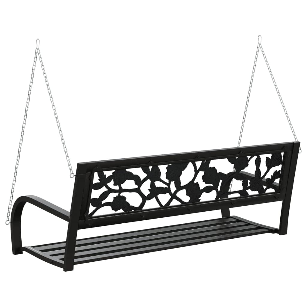Genérico Banco balancín de jardín 125 cm Acero y plástico Negro,Mobiliario,Muebles de jardín,Asientos de Exterior,Bancos de jardín-317145