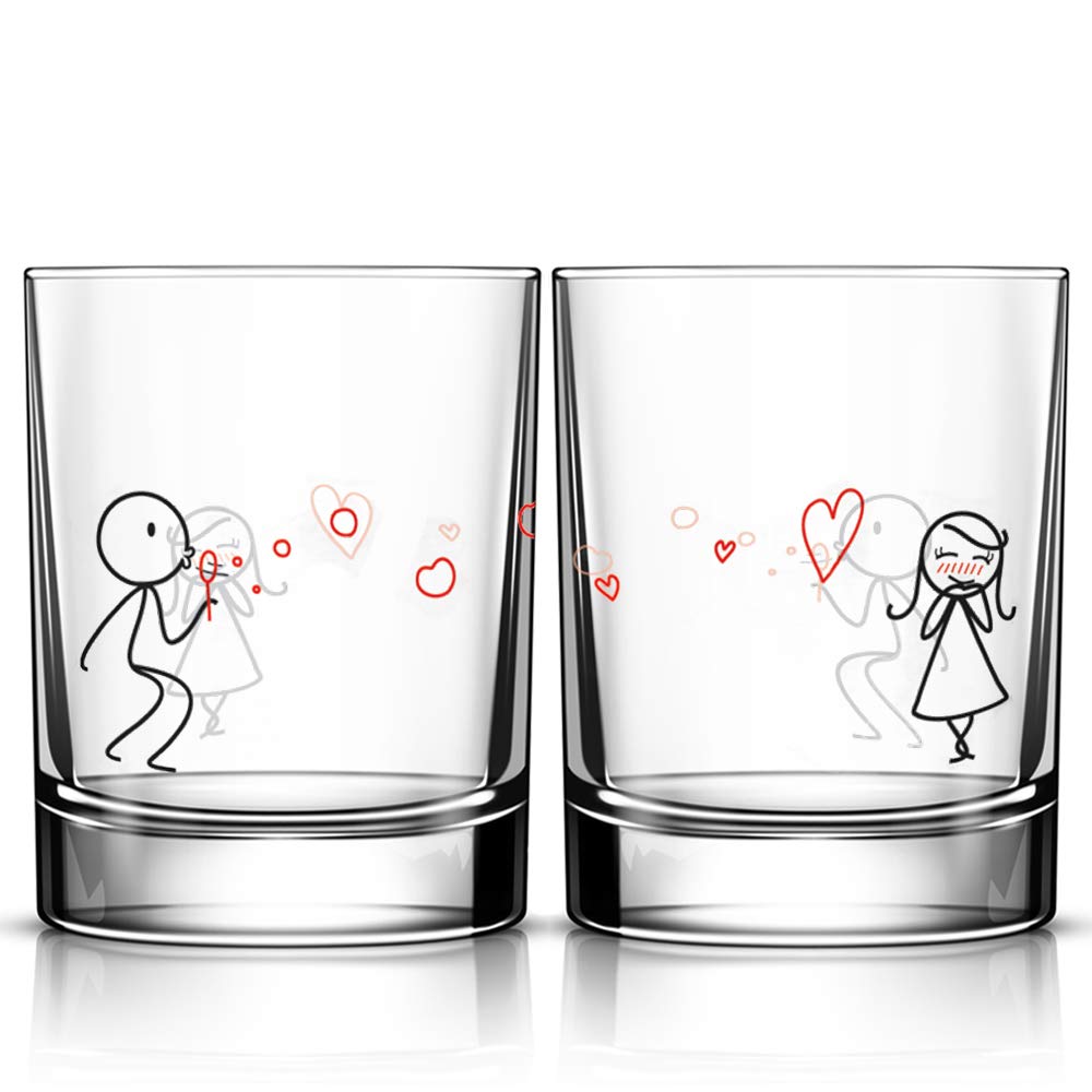 BoldLoft From My Heart to Yours Couple Glass Set- Gifts for Wife Girlfriend- Wedding Glasses for Bride and