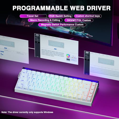 Image of AULA Hero 68 HE 60% Gaming Keyboard Wired, Hall Effect Magnetic Switch Keyboard with 8K Hz Polling Rate, Side Printed PBT Keycaps, RGB Backlit Light Box, Customizable Web Software for PC /Mac Gamers