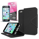 Black Apple iPhone 5 / 5S Wallet Case; Best Design with Coolest Premium [PU/Faux Leather] with Stand Feature and Magnetic Flap Closure; Functional Fashion Slim Wallet Case Cover for iPhone 5 / 5S (Release Date); Supports Apple 5 / 5S Devices From Verizon, AT&T, Sprint, and T-Mobile
