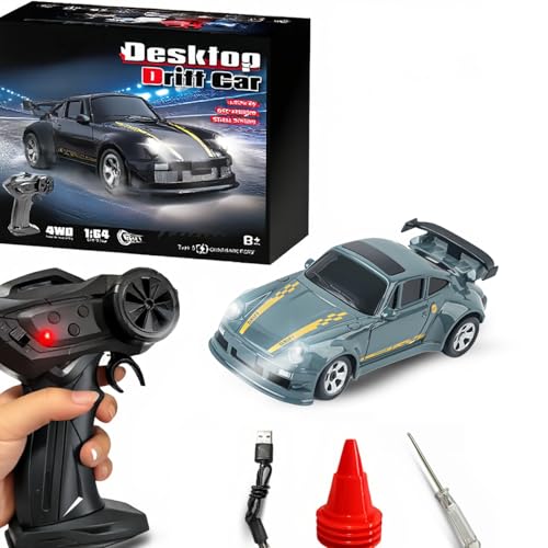 Image of RC Drift Car, 1 /64 Mini RC Remote Control Car, 2.4GHz Full Proportional RTR High Speed Micro Sports Racing Drift, 4WD HobbyFast Race Vehicle with Lights, Model Toys Gift for Kids, Boys, Adults