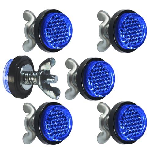 LordandLand Deep Blue Reflector Motorcycle License Plate Bolts and Nuts