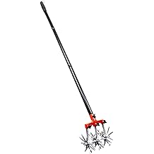 Garden Rotary Adjustable Cultivator Hand Tiller Long Handle Tool for Aerating Weeding Planting and Soil Mixing or Reseeding Grass Lawn Tiller Total and Fertilization Lawn Weed 55 Inch