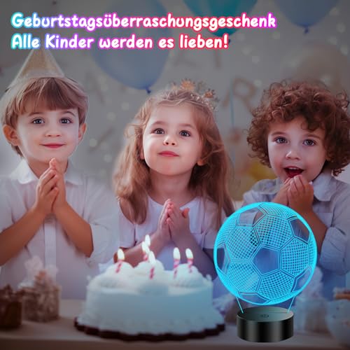 Polemera Fussball Geschenke Jungen Mädchen, Fußball Lampe für Kinder Jungs, 3D Nachtlicht mit 16 Farben ändern durch Fernbedienung, Geburtstagsgeschenk junge 5 6 7 8 9 10 11 12 13 14 15 jahre