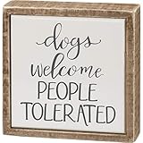 Primitives by Kathy Dogs Welcome Box Sign Mini, White