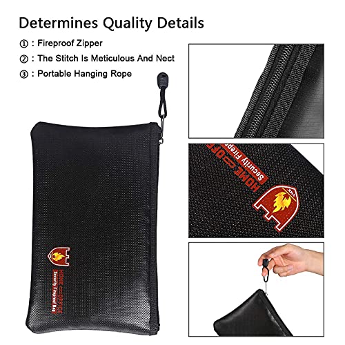 Fireproof Money Safe Document Bag. Non-Itchy Silicone Coated Fire & Water Resistant Safe Cash Bag. Fireproof Safe Storage For A5 Size File Folder Holder, Money, Document, Ipad, Jewelry And Passport #TOP2