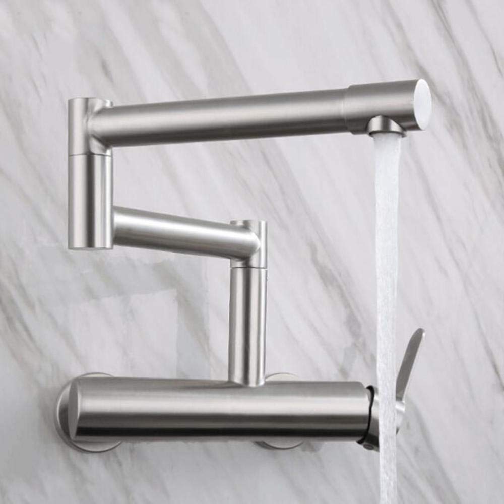 Robinet de cuisine pliant rotatif en inox brossé gain de place pour évier