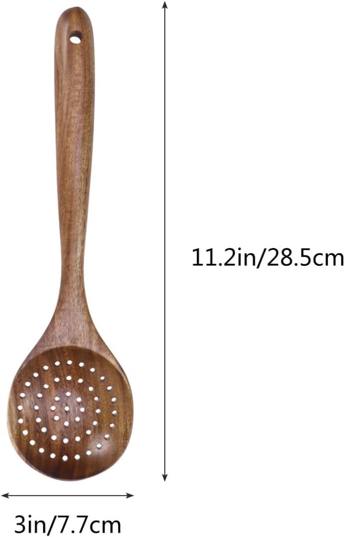Teakwood Colander Skimmer Ladle for Kitchen Cooking 28x8.2cm